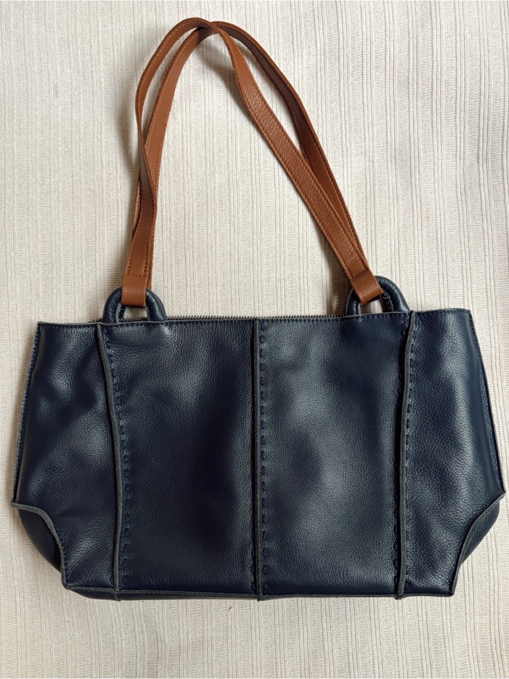 The Sak Indigo Satchel Tote Bag with Brown Handles - Picture 4 of 14